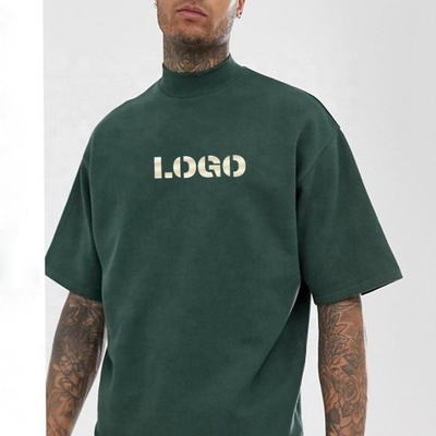 Buy Men'S Blank Oversized T Shirts Wholesale Droup Shoulder T Shirts Mock Neck 100% Cotton Fabric online manufacture