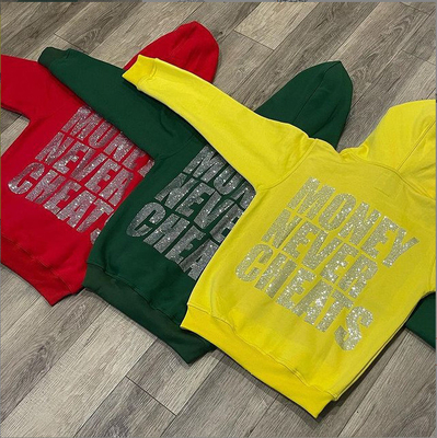 Buy 800 Grams Fabric Weight Hoodies Custom Oversized Polyester Cotton Bling String Hoodie online manufacture
