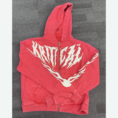Buy Custom Hoodies Lined or Custom 100% Cotton Puff Printing Streetwear Acid Washed Heavyweight Zip Up Hoodies online manufacture