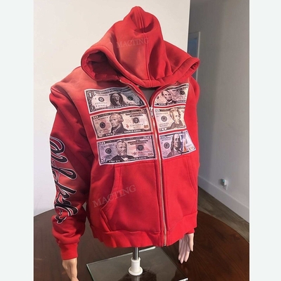 Buy Unisex Distressed Hoodie with Sun Faded Look and Zip Up Closure in Acid Washed Finish online manufacture