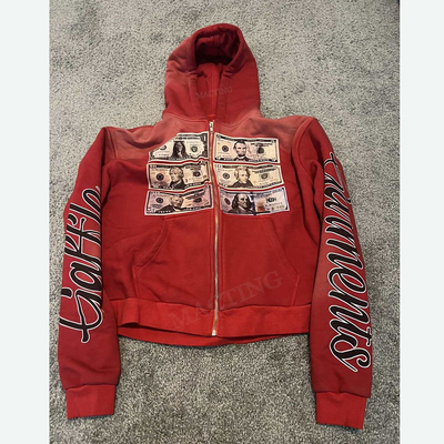 Buy Vintage Distressed Sun Faded Acid Wash Screen Printed Hoodies with Cotton Fabric Type online manufacture