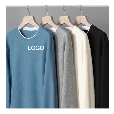 Buy 6xl 5xl 3xl Crewneck Sweatshirt Oversized Casual Style Men'S Waffle Knit Thermal Fleece T-Shirt online manufacture