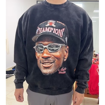 Buy Mens Oversized Crewneck Sweatshirt DTG Printing Logo Acid Wash Distressed online manufacture