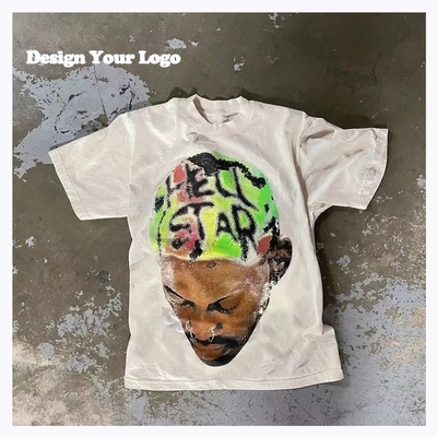 Buy Custom T Shirt for Men Acid Wash Boxy Screen Print Heavyweight 100% Cotton 180-400gsm online manufacture
