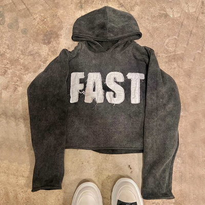 Buy Vintage Washed Men's Hoodie Sweatershirt with Oversized Fit Drop Shoulder and Raw Hem online manufacture