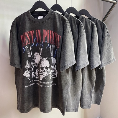 Buy High Street Acid Wash T Shirt Unisex Oversized Black Tee with Custom Logo 1000 Quantity online manufacture