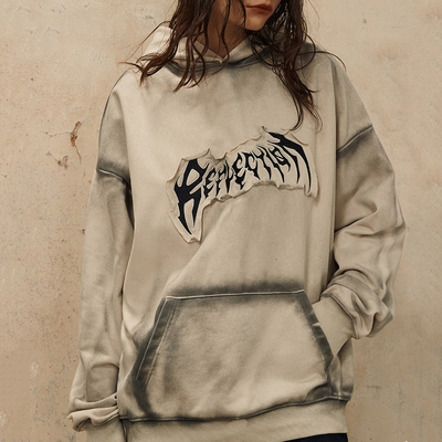 Buy 500gsm Knitted Oversized Patch Embroidery Logo Men'S Vintage Pullover Hooded Sweatshirt Men'S online manufacture
