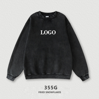 Buy Oversized Crewneck Sweatshirt Womens Unisex Plain Embroidery Printing Acid Wash Blank 100% Cotton online manufacture