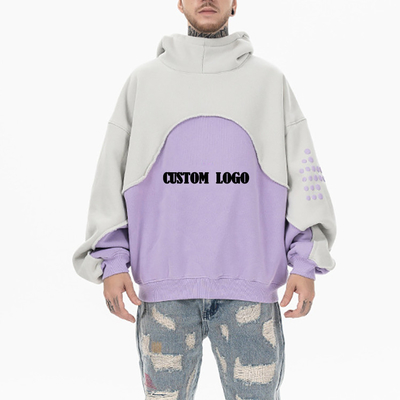 Buy Puff Print Men'S Two Tone Hoodie High Weight Warm Fleece Pullover Hoodie Drop Shoulder online manufacture