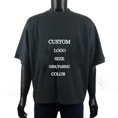Buy Custom Needle Detection Heavyweight 250 gsm Cotton Men's Mock Neck T Shirt Oversized online manufacture