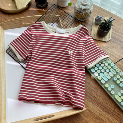 Buy Custom Embroidered Logo Elastic Knitted Short T-shirt for Hot Girls in Y2k Fashion online manufacture