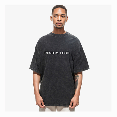 Buy Custom T Shirt 260 gsm 100% Cotton Streetwear Hip Hop Blank Acid Wash Vintage T Shirts online manufacture