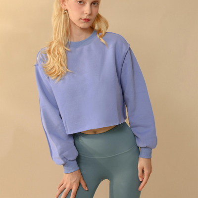 Buy Outdoors Oversized Cropped Crewneck Sweatshirt Hoodie Crop Top Women'S Raw Hem online manufacture