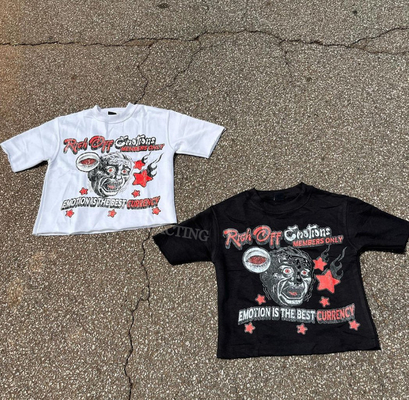 Buy 1000 Custom Cotton Round Neck Hip Hop Graphic Tshirt Y2k 3d Print Acid Wash Oversized Heavyweight Cropped Boxy T Shirt Men online manufacture