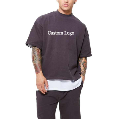 Buy Mens 100% Cotton Boxy Fit Blank T-shirt Custom Tee Logo Streetwear Oversized Clothes S-5XL online manufacture