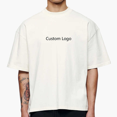 Buy Custom Oversized Crop Top Men's Cotton Heavyweight Drop Shoulder Boxy Fit White T shirt online manufacture