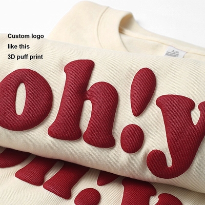 Buy Men's T Shirt with 3d Puff Print and Custom Logo in Heavy Weight 100% Cotton Fabric online manufacture