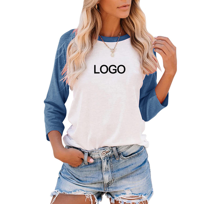 Buy 6xl 4x 3/4 Sleeve Jacket With Long Sleeve Shirt Womens Polyester Cotton Crew Neck Blank Raglan Baseball Jersey Tee Shirt online manufacture