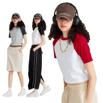 Buy Vintage Contrast Raglan Sleeve Baseball Tee for American Streetwear Hot Women's Style online manufacture