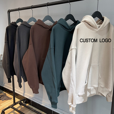Buy Thick French Terry Fleece Men'S Big Oversized Hoodie Drop Brown Grey Shoulder Hoodies Style Pullover online manufacture
