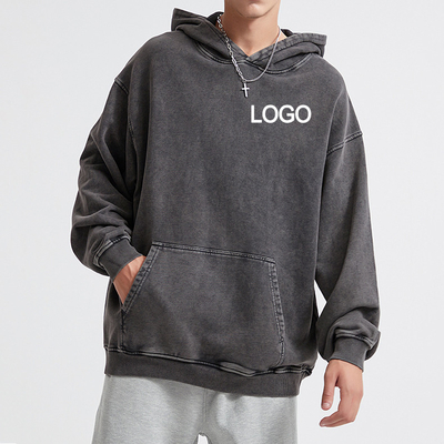 Buy Vintage Hooded Sweatshirt Faded Distressed Acid Wash 420Gsm Heavyweight 100 Cotton Blank Oversized online manufacture