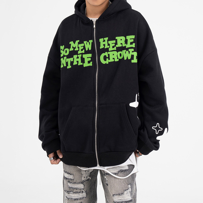 Buy Custom Unisex Y2k Streetwear Zipup Hoodie with 3D Puff Print and Full Zip Closure online manufacture