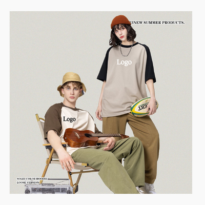 Buy Plus Size Solid Color Ringer T-shirt MACTING Custom 100% Cotton for Casual Daily Life online manufacture