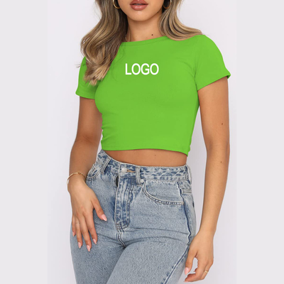 Buy Y2K Short Sleeve Crew Neck Polyester Basic Tee for Women Customized Crop Top T Shirt online manufacture