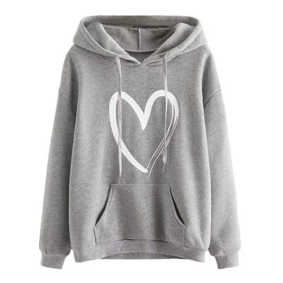Buy Custom Embroidery Hoodie Fall Fashion Trend Women'S Casual Heart Print Long Sleeve Pullover online manufacture