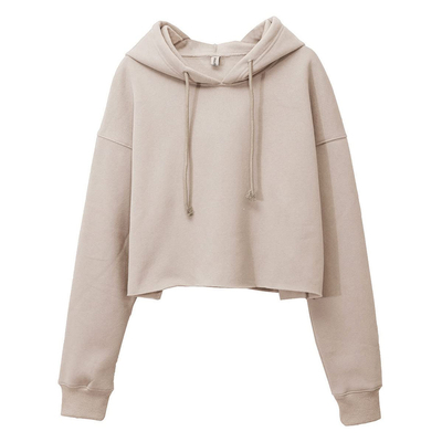 Buy Hooded Cropped Sweatshirt For Women Long Sleeves Fleece Crop Top Sweatshirt Hoodie online manufacture
