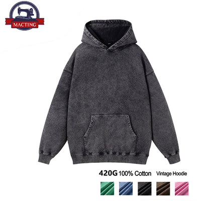 Buy Men'S Acid Wash Vintage Hoodie Regular Sleeve Hoodie Cotton Knitted Fabric online manufacture
