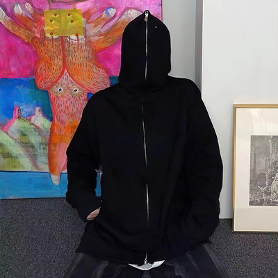 Buy Custom Men's Full Face Zip Neck Hoodie in M-3XL or Custom Size with French Terry Fabric online manufacture
