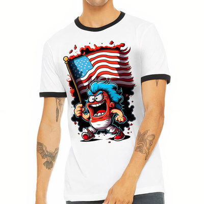 Buy Fast Shipping Custom Ringer T Shirt with Heavy Ribbing Neckline and 100% Cotton Fabric online manufacture