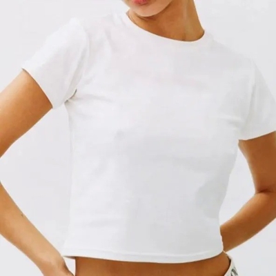 Buy Thin Blank Shirt For Woman Cotton Breathable T-shirt Short Top Crew Neck Knitted Popular online manufacture