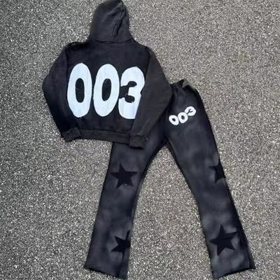 Buy 1000 Quantity 100% Cotton Acid Wash Distressed Embroidered Patch Applique Hoodie and Jogger Set for Men online manufacture