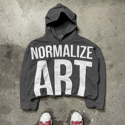 Buy Green Blue Acid Wash Black Hoodie Men'S Embroidered Hoodie Graphic Applique Heavyweight Fabric online manufacture