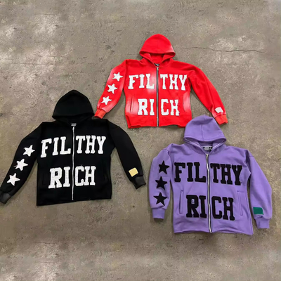 Buy Embroidery Couple Hoodies Autumn Streetwear 400gsm Cotton Patches Acid Wash Sun Faded Zip Up Cropped Hoodie online manufacture