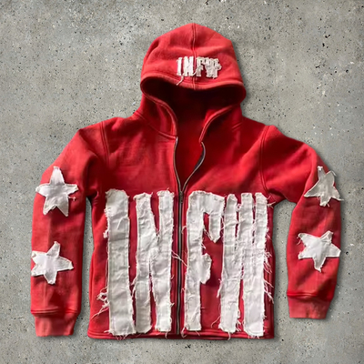 Buy Men 500gsm Cotton Distressed Custom Embroidered Zip Up Hoodies Zip Up Acid Wash Cropped Sweatshirt online manufacture