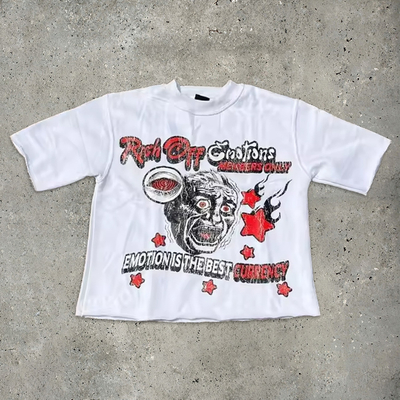 Buy Hip Hop Dtg Print Cropped Graphic T Shirt Tee Crew Neck Acid Wash Sun Faded Distressed T-shirt online manufacture