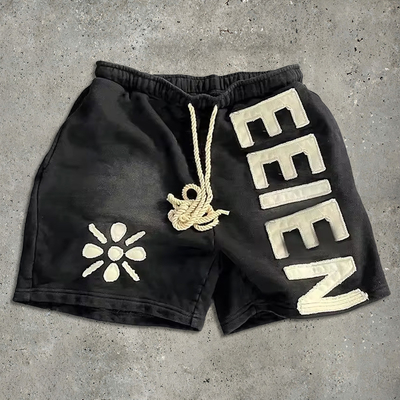 Buy Acid Wash Cotton Shorts Sun Faded French Terry Patch Embroidery Distresses Vintage online manufacture