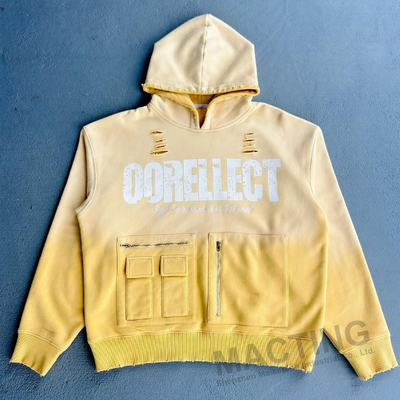 Buy Custom Streetwear Oversized Heavyweight 500gsm 100% Cotton Acid Wash Sun Faded Zip Up Hoodie Men with Zipper Pockets online manufacture
