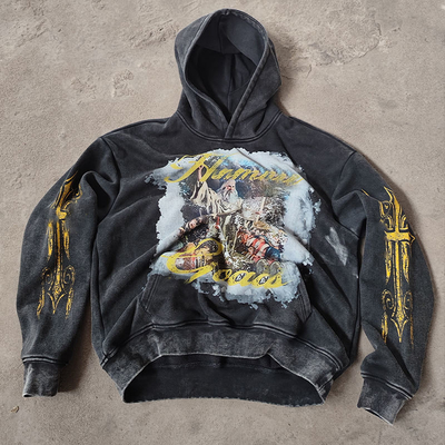 Buy Custom Drop Shoulder Stone Washed Fleece 100% Cotton Heavyweight French Terry DTG Printing Pullover Hoodies for Men online manufacture