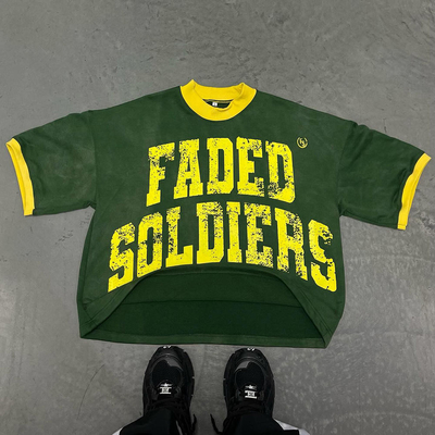 Buy Custom Logo Printing French Terry Heavyweight Boxy Cropped T Shirt Men Retro Football Jersey online manufacture