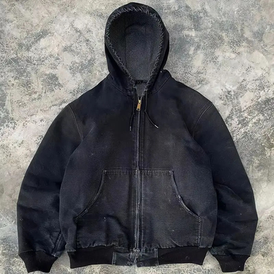 Buy Custom Acid Washed Oversized Distressed Sweatshirt Drawstring Denimx Zip Up Hoodie Jackets online manufacture