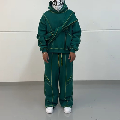Buy Custom Baggy Jogger Tracksuit for Men Dtg Print Piping Sweat Suit Letter Printed Hoodie Sweatpants Two-Piece Set online manufacture