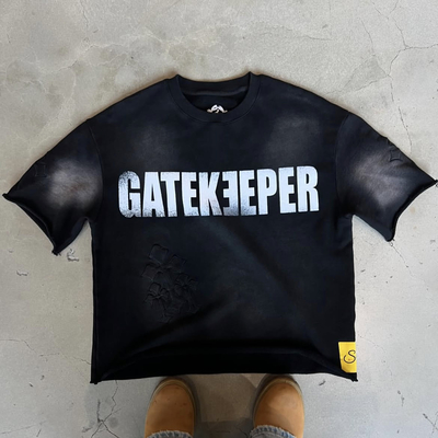 Buy Custom Mock Neck Tshirt Logo Boxy Fit Cut and Sew T-Shirt Oversized Tshirt 300 Gsm Men's Cropped T Shirt Printed Streetwear online manufacture