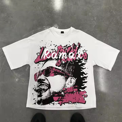 Buy Custom 200GSM 100% Cotton Vintage Streetwear Boxy Cropped Tshirt Oversized Tee Screen Printing Graphic Tshirt online manufacture