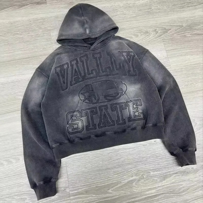 Buy Oem Clothing Manufacturers Pullover Cotton Sun Faded Oversized Streetwear Vintage Acid Wash Distressed Embroidered Hoodies online manufacture