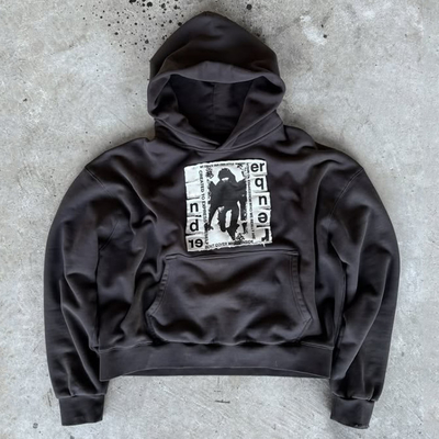 Buy Custom Logo Heavyweight Cotton Hoodies Patchwork Distressed Embroidery Streetwear Oversized Boxy Pullover Hoodie for Men online manufacture