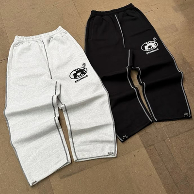Buy Custom 500 Gsm French Terry Wide Leg Sweatpants Embroidery Adjustable Drawstring Cuff Baggy Track Pants for Men online manufacture
